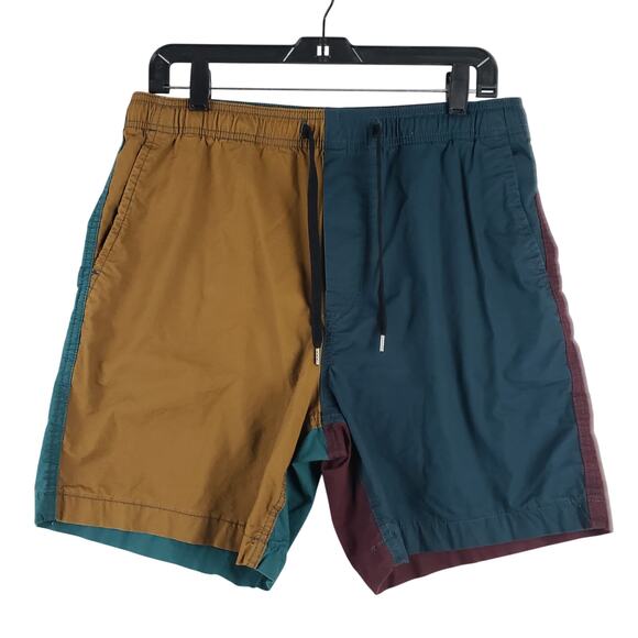 American Eagle Men's M Hybrid Board Shorts Teal Maroon Gold Retro Colorblock - Picture 1 of 9